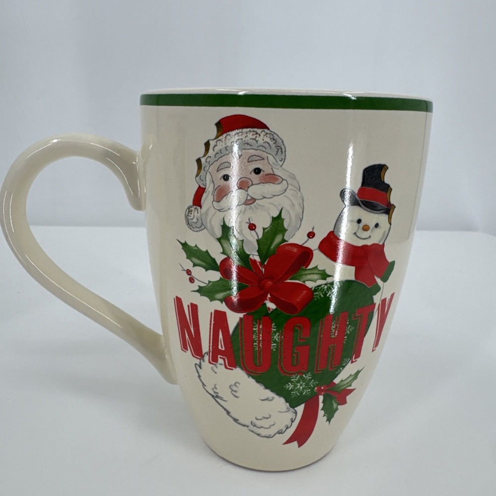 Lenox Accent Naughty Coffee Mug 14 oz Santa & Snowman Cookies Discontinued Cupβ